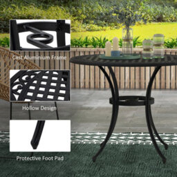 Wyld Haus Tanodo 90Cm Round Aluminium Garden Dining Table For 2-4 With Parasol Hole - thumbnail 7