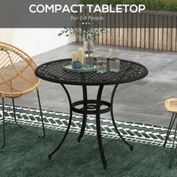 Wyld Haus Tanodo 90Cm Round Aluminium Garden Dining Table For 2-4 With Parasol Hole - thumbnail 6