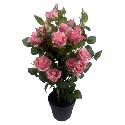 Leaf 60Cm  Rose Bush Premium Pink Silk Flowers And Leaves - image 1