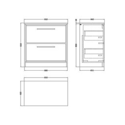 Balterley Longnor 2 Drawer Floor Standing Vanity Unit With White Marble Worktop, Light Oak, 800mm - thumbnail 2