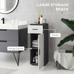 Kleankin Bathroom Storage Cabinet, Slim Bathroom Cabinet With Soft Close Door - thumbnail 4
