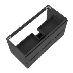 AVER-GROWTH Wall-Mounted Bathroom Vanity Unit Matt Grey Flat Pack Bathroom Cabinets Only 990(W)X445X(D)X520(H)mm With 2 Drawers - thumbnail 3