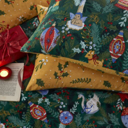 Furn. Deck The Halls Christmas Reversible Duvet Cover Set, Double, Green - thumbnail 4