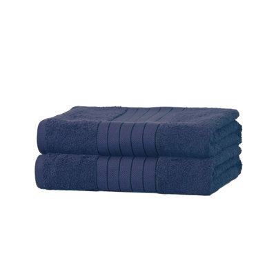 Ohs Luxury 100% Cotton 2 X Jumbo Bath Sheets, Navy Blue