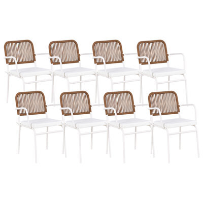 Beliani Set Of 8 Garden Chairs With Cushions Taceno Metal White - image 1