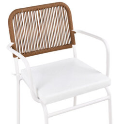 Beliani Set Of 8 Garden Chairs With Cushions Taceno Metal White - thumbnail 8