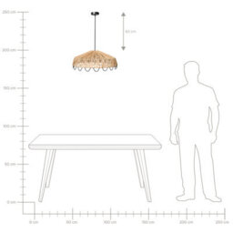 Wyld and Coco Co Natural Rattan Raffia Pendant Lamp - Handwoven Boho Ceiling Light, W58 X D58 X H123Cm - thumbnail 9
