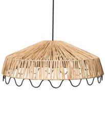 Wyld and Coco Co Natural Rattan Raffia Pendant Lamp - Handwoven Boho Ceiling Light, W58 X D58 X H123Cm - thumbnail 3