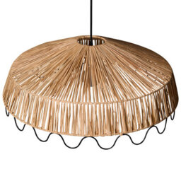 Wyld and Coco Co Natural Rattan Raffia Pendant Lamp - Handwoven Boho Ceiling Light, W58 X D58 X H123Cm - thumbnail 5