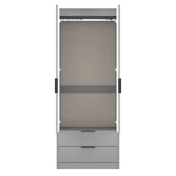 Ancona Ready Assembled Modern Matt Dusk Grey 2 Drawer Tall Double Wardrobe (H)1956mm (W)766mm (D)530mm - thumbnail 7