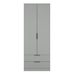 Ancona Ready Assembled Modern Matt Dusk Grey 2 Drawer Tall Double Wardrobe (H)1956mm (W)766mm (D)530mm - thumbnail 2