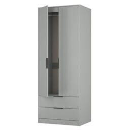 Ancona Ready Assembled Modern Matt Dusk Grey 2 Drawer Tall Double Wardrobe (H)1956mm (W)766mm (D)530mm - thumbnail 5