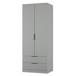 Ancona Ready Assembled Modern Matt Dusk Grey 2 Drawer Tall Double Wardrobe (H)1956mm (W)766mm (D)530mm - thumbnail 3