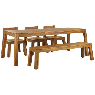 Beliani Garden Dining Set 6 Seater Livorno Acacia Wood Brown - image 1