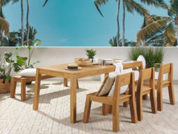 Beliani Garden Dining Set 6 Seater Livorno Acacia Wood Brown - thumbnail 2