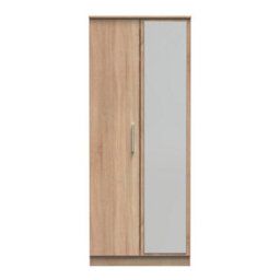 Trent Double Mirror Wardrobe In Black Gloss & Black Matt (Ready Assembled) - thumbnail 1
