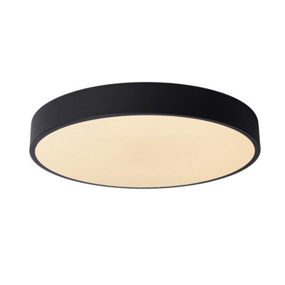 Lucide Unar Modern Flush Ceiling Light 39.5Cm- Led Dim. - 1X24W 2700K - 3 Stepdim - Black - image 1