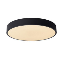 Lucide Unar Modern Flush Ceiling Light 39.5Cm- Led Dim. - 1X24W 2700K - 3 Stepdim - Black - thumbnail 1