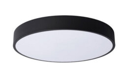 Lucide Unar Modern Flush Ceiling Light 39.5Cm- Led Dim. - 1X24W 2700K - 3 Stepdim - Black - thumbnail 2