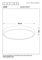 Lucide Unar Modern Flush Ceiling Light 39.5Cm- Led Dim. - 1X24W 2700K - 3 Stepdim - Black - thumbnail 6