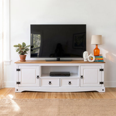 Mercers Furniture Corona White Wax Large Widescreen Tv Unit - image 1