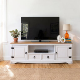 Mercers Furniture Corona White Wax Large Widescreen Tv Unit - thumbnail 1