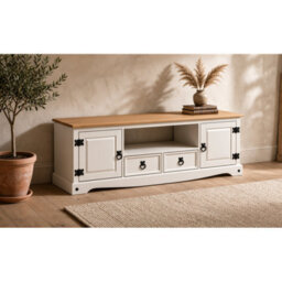 Mercers Furniture Corona White Wax Large Widescreen Tv Unit - thumbnail 7