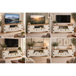 Mercers Furniture Corona White Wax Large Widescreen Tv Unit - thumbnail 8