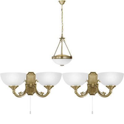 Modern Ceiling Pendant Light With Matching Wall Sconces In Bronze And Satin Glass - image 1