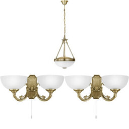 Modern Ceiling Pendant Light With Matching Wall Sconces In Bronze And Satin Glass