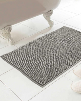 Country Club Chenille Loop Bath Mat Non Slip Absorbent Grey 46X76Cm - image 1