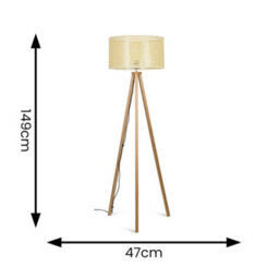 Valuelights Barbro Natural Tripod Floor Lamp With Wicker Shade - thumbnail 3