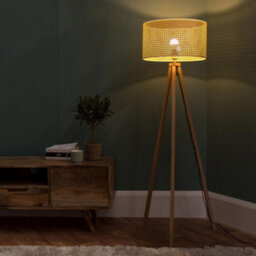 Valuelights Barbro Natural Tripod Floor Lamp With Wicker Shade - thumbnail 6