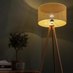 Valuelights Barbro Natural Tripod Floor Lamp With Wicker Shade - thumbnail 5