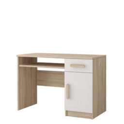 Arte Natural Oak Sonoma And White Computer Desk H760mm W1100mm D500mm - Oak Sonoma Handles For Harmonious Study Spaces