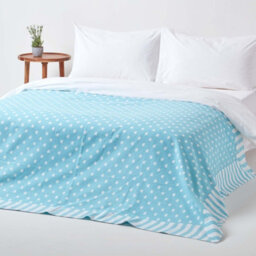 Homescapes Cotton Stars And Stripes Decorative Blue Sofa Throw - thumbnail 3