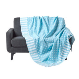 Homescapes Cotton Stars And Stripes Decorative Blue Sofa Throw
