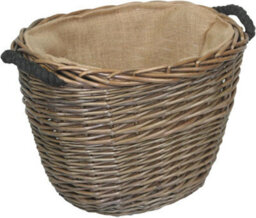 Red Hamper W039-041 Wicker Set 3 Oval Hessian Lined Log Baskets - thumbnail 2