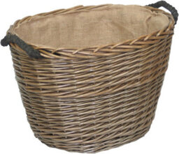 Red Hamper W039-041 Wicker Set 3 Oval Hessian Lined Log Baskets - thumbnail 3