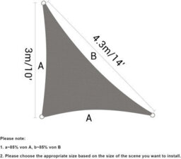 Grey 3X3X4.3M Oxford Shade Sail - thumbnail 2