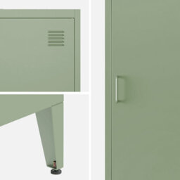 Sweeek - Metal Cabinet/locker With 4 Storage Compartments Industrial-Style Soho Light Green 38X38X180 Cm - thumbnail 4