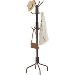 Songmics Metal Hall Stand With Hooks, Freestanding Coat Organizer For Jackets And Hats, Office Storage Tree, Brown - thumbnail 8