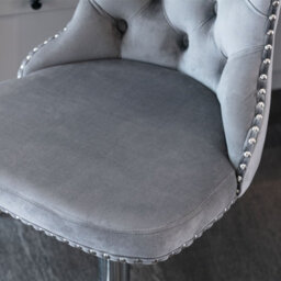 HomeTouch Vero Set Of 2 Velvet Upholstered Swivel Bar Stools With Chrome Base Breakfast Bar Chairs Counter Barstools Grey - thumbnail 8
