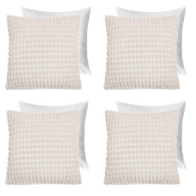 OHS 4 Pack Bobble Filled Cushion Cover , Cream - 45 X 45Cm - image 1