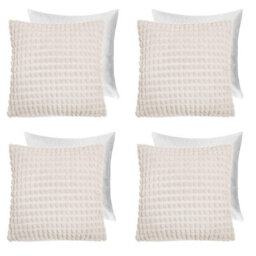 OHS 4 Pack Bobble Filled Cushion Cover , Cream - 45 X 45Cm - thumbnail 1