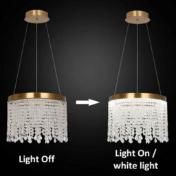Crystal Chandelier Led Gold Ceiling Pendant Lamp 47W 3 Color Lights - thumbnail 2