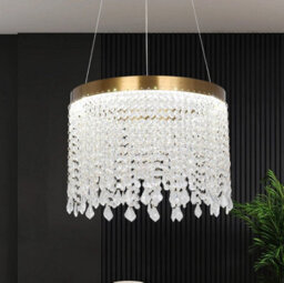 Crystal Chandelier Led Gold Ceiling Pendant Lamp 47W 3 Color Lights - thumbnail 1