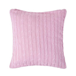 Homescapes Cotton Cable Knit Pastel Pink Cushion Cover, 45 X 45 Cm