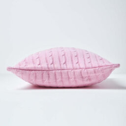 Homescapes Cotton Cable Knit Pastel Pink Cushion Cover, 45 X 45 Cm - thumbnail 2