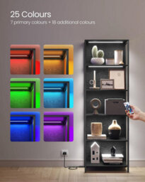 Ledrem 6-Tier Led Bookcase, Tall Shelf Unit, Display Shelves, 60 X 30.3 X 178 Cm, Black - thumbnail 4